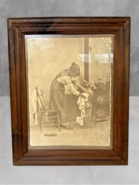 ANTIQUE  14x17 Framed Art Lithography Print R Hendrickson Signed